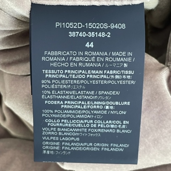 HERNO VELVET DETACHABLE FUR COLLAR GOOSE DOWN JACKET 44/8/6 - Picture 10 of 10